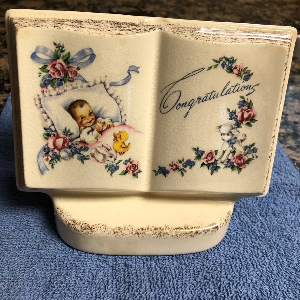 Vintage Congratulations Baby Planter